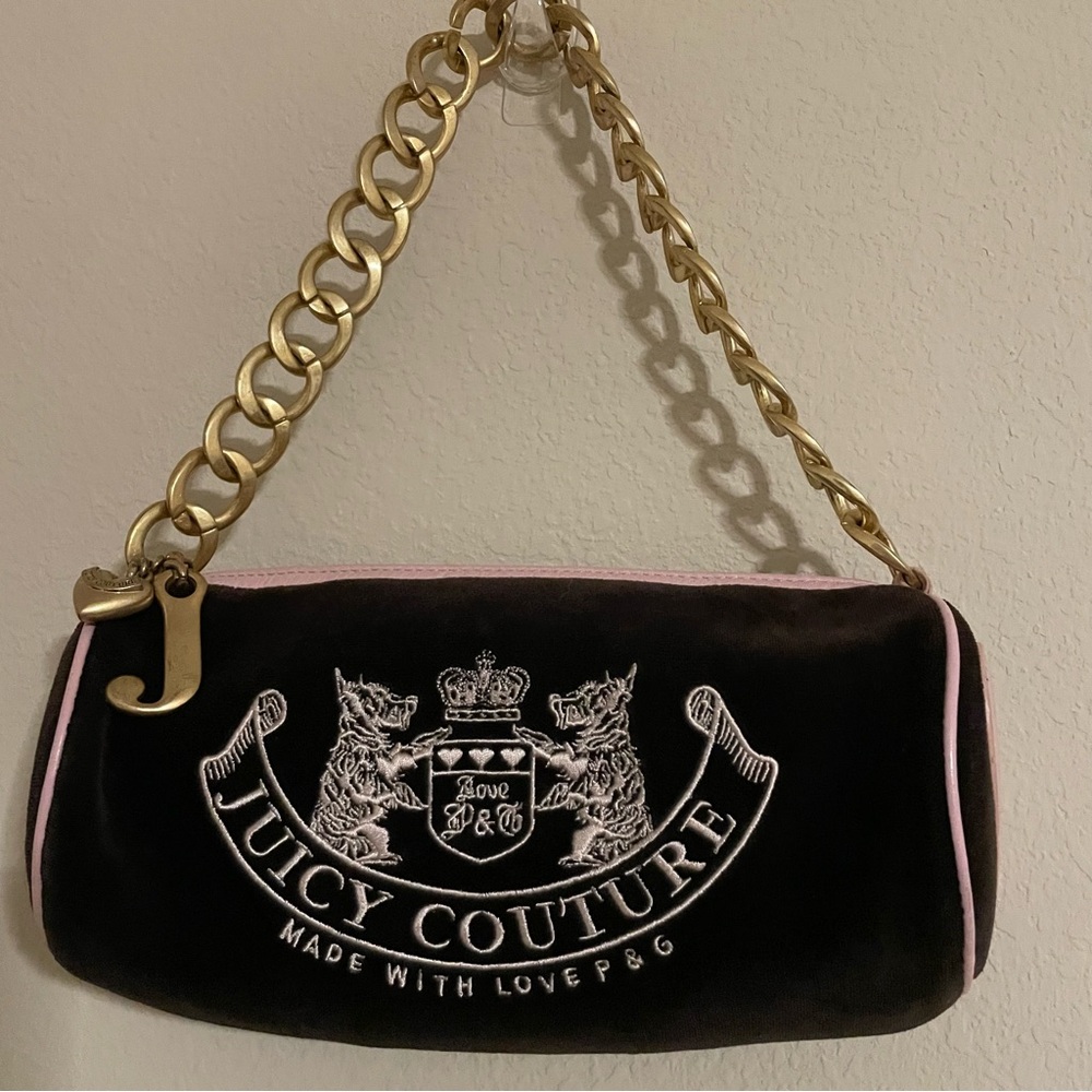 Juicy Couture Y2K Scottie DarkBrown/Pink Barrel Purse